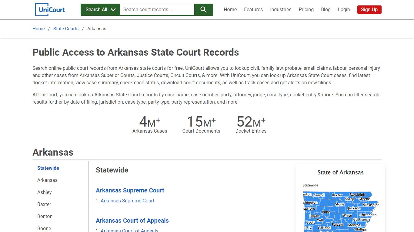 Arkansas State Court Records - UniCourt